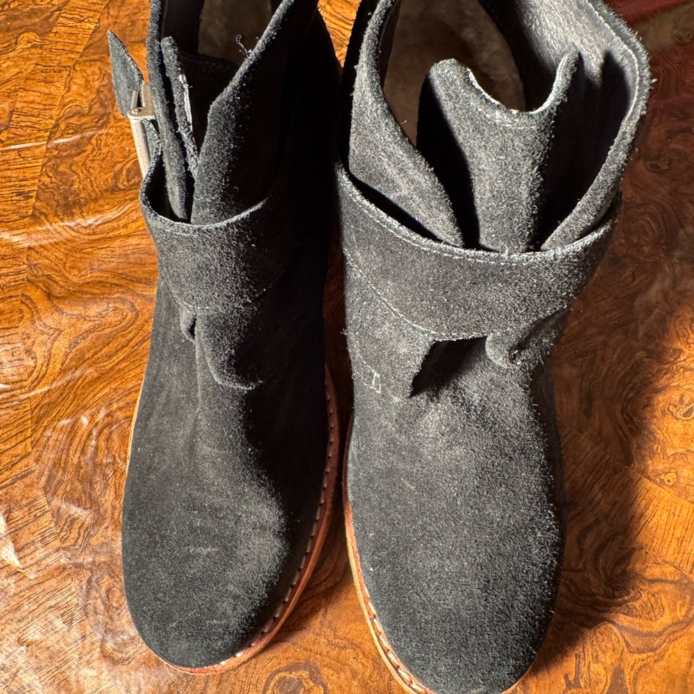 UGG Black Leather Ankle Boots